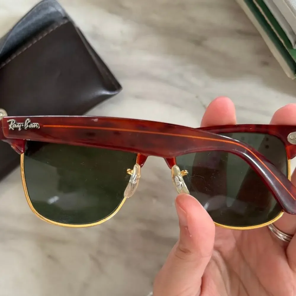 Vintage Ray Ban Wayfarer Max Brown Tortoiseshell Gold Rim Sunglasses